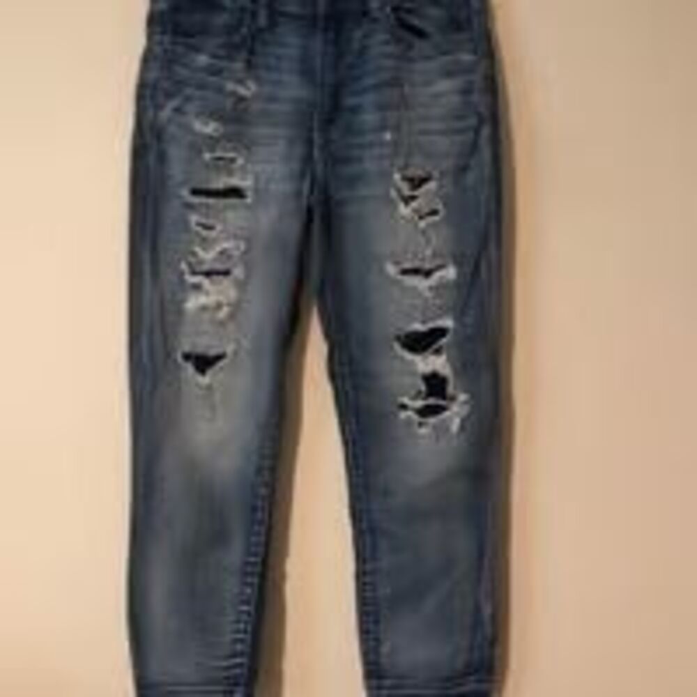 Women’s American Eagle super stretch jeans distressed destroyed sz 8 cropped 29 - Picture 1 of 10
